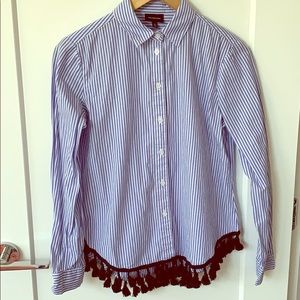 Striped button up with fun black tassels